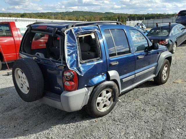 1J4GL48KX5W553367 - 2005 JEEP LIBERTY SP BLUE photo 4