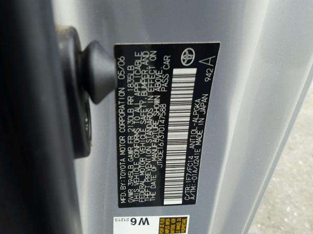 JTKDE167370147588 - 2007 TOYOTA SCION TC SILVER photo 10