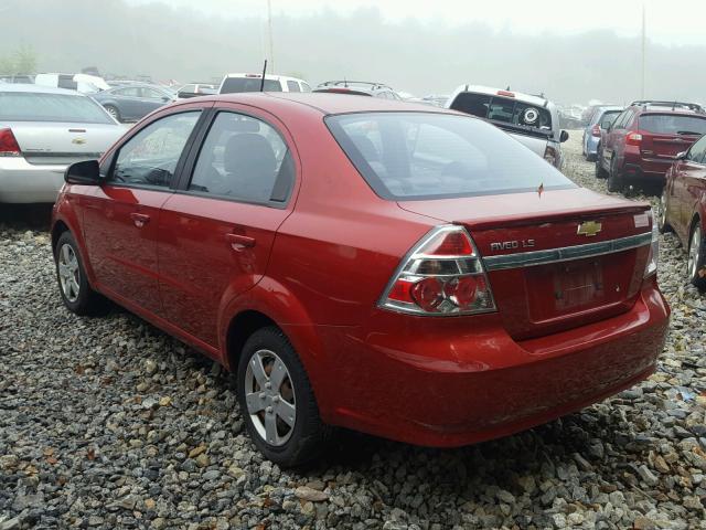 KL1TD56E29B642570 - 2009 CHEVROLET AVEO LS RED photo 3