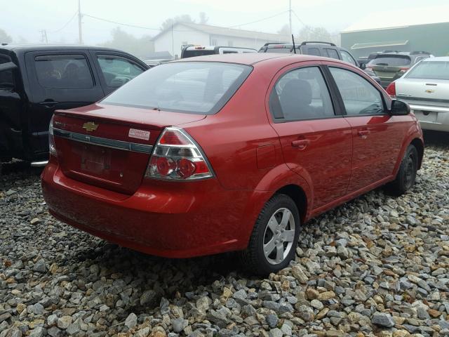 KL1TD56E29B642570 - 2009 CHEVROLET AVEO LS RED photo 4