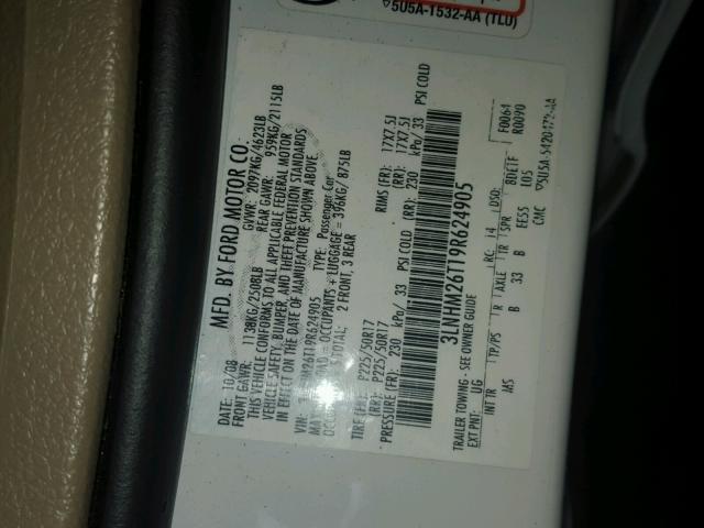 3LNHM26T19R624905 - 2009 LINCOLN MKZ კრემისფერი ფოტო 10