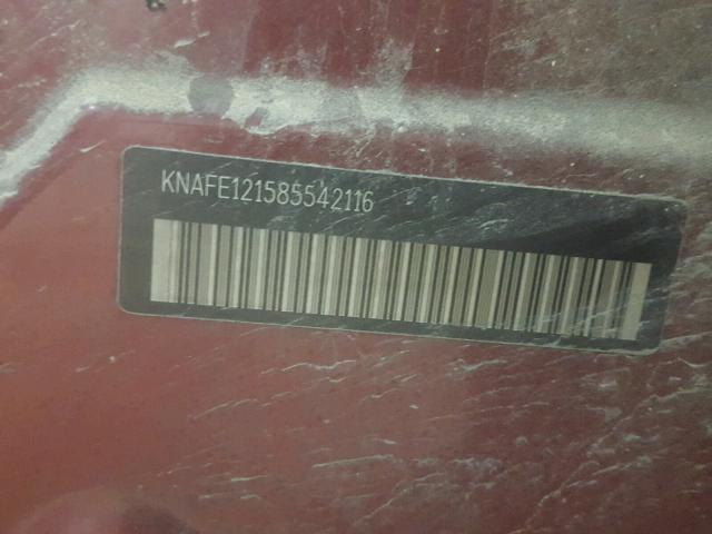 KNAFE121585542116 - 2008 KIA SPECTRA EX RED photo 10