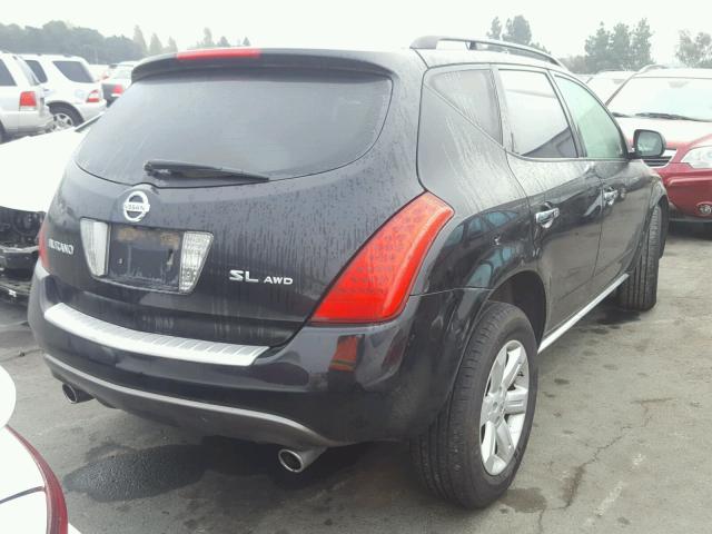 JN8AZ08W07W618577 - 2007 NISSAN MURANO SL BLACK photo 4