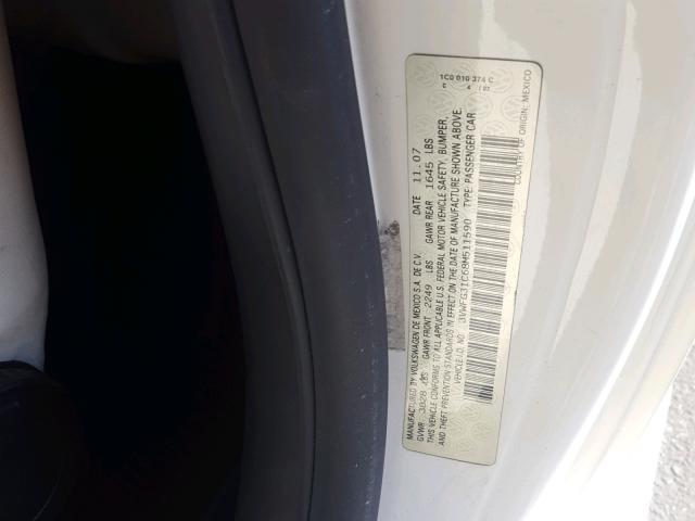 3VWFG31C68M511590 - 2008 VOLKSWAGEN NEW BEETLE Ağ foto 10