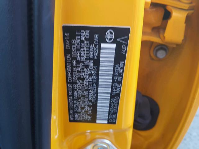 JTDKDTB30E1081914 - 2014 TOYOTA PRIUS C YELLOW photo 10