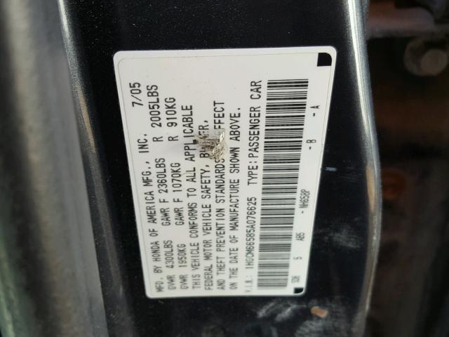 1HGCM66585A076625 - 2005 HONDA ACCORD EX GRAY photo 10