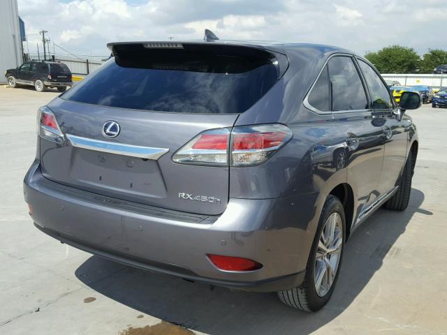 2T2ZB1BA9FC003972 - 2015 LEXUS RX 450H GRAY photo 4