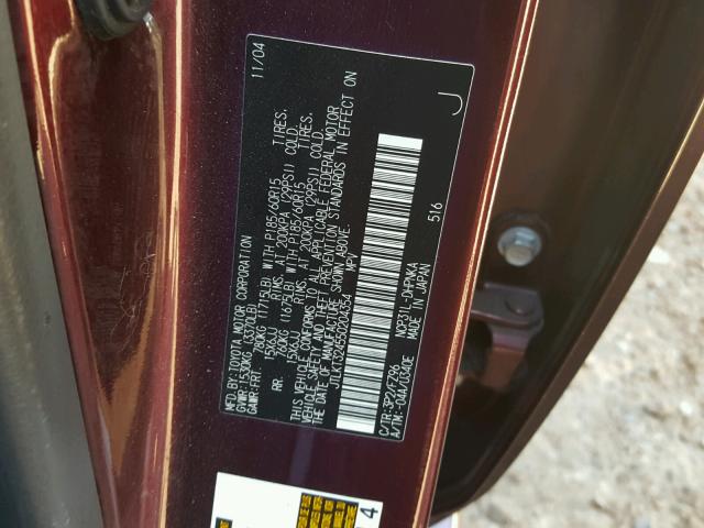 JTLKT324550204354 - 2005 TOYOTA SCION XB მუქწითელი ფოტო 10