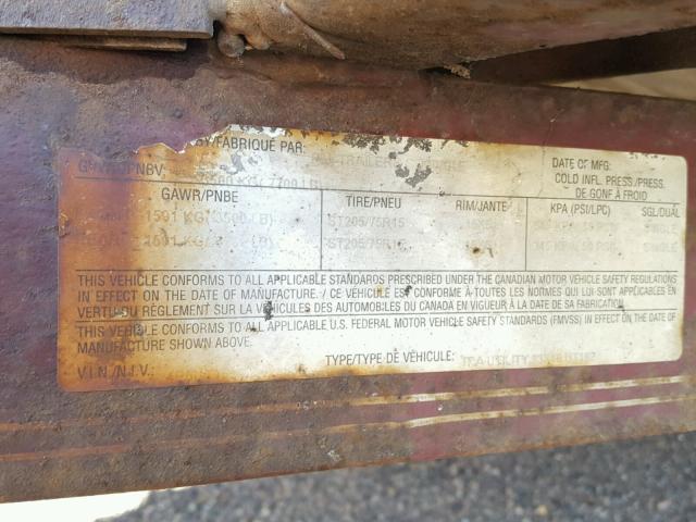 4P5UT162422029635 - 2012 ALLOY TRAILER UTILITY BURGUNDY photo 10