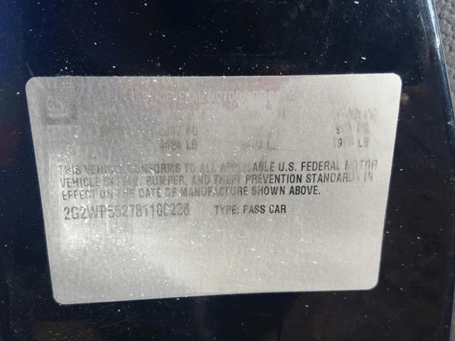 2G2WP552781100226 - 2008 PONTIAC GRAND PRIX BLACK photo 10