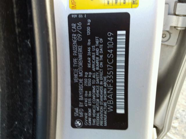 WBANF33517CS41049 - 2007 BMW 525 XI SILVER photo 10