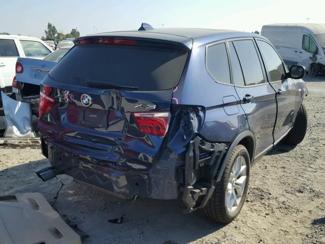 5UXWX7C52EL984407 - 2014 BMW X3 XDRIVE3 BLUE photo 4