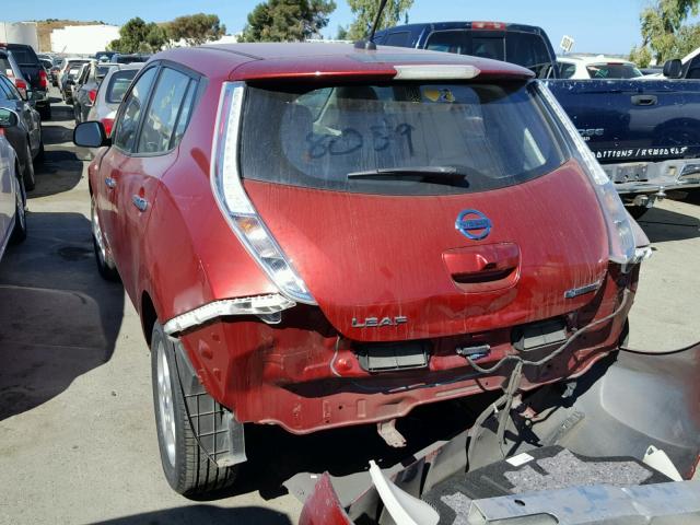 JN1AZ0CPXCT021303 - 2012 NISSAN LEAF SV RED photo 3