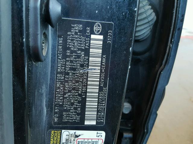 4T1BE32K85U067676 - 2005 TOYOTA CAMRY BLACK photo 10