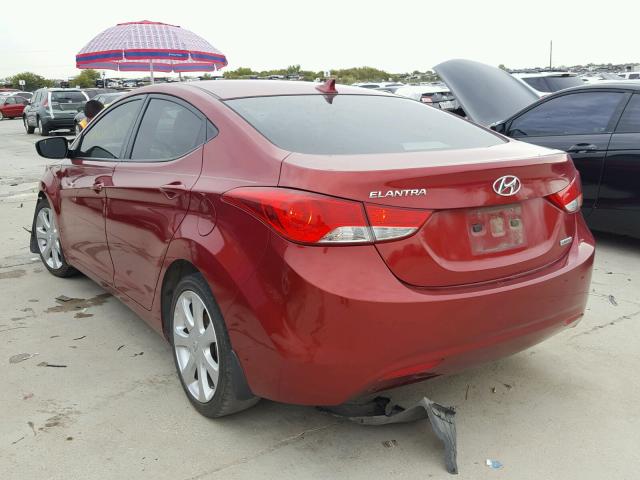 5NPDH4AE8DH332322 - 2013 HYUNDAI ELANTRA GL RED photo 3