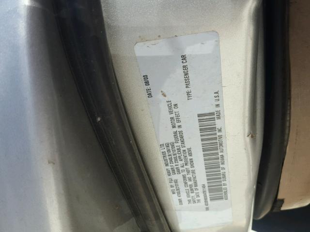 4S3BH806047611454 - 2004 SUBARU LEGACY OUT SILVER photo 10