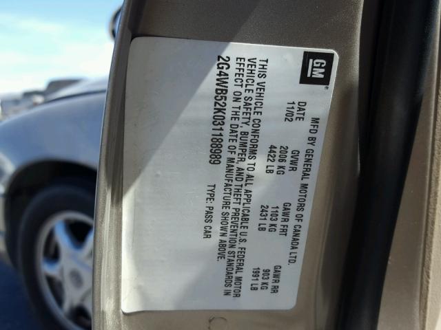 2G4WB52K031188989 - 2003 BUICK REGAL LS 金色 照片 10