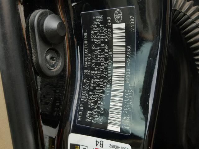 4T1BK36B97U191381 - 2007 TOYOTA AVALON XL BLACK photo 10