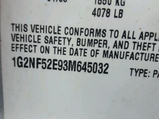 1G2NF52E93M645032 - 2003 PONTIAC GRAND AM S Gümüş foto 10