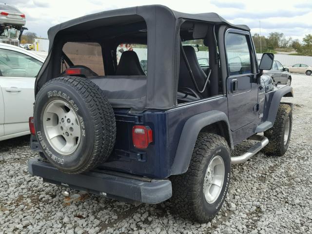 1J4FA49S12P771624 - 2002 JEEP WRANGLER / BLUE photo 4