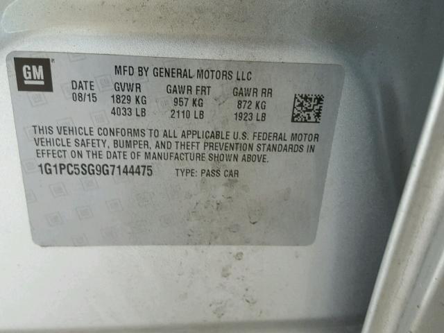 1G1PC5SG9G7144475 - 2016 CHEVROLET CRUZE LIMI SILVER photo 10