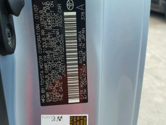 JTKDE177X70203265 - 2007 TOYOTA SCION TC 蓝色 照片 10