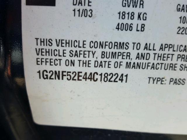 1G2NF52E44C182241 - 2004 PONTIAC GRAND AM S Mavi foto 10