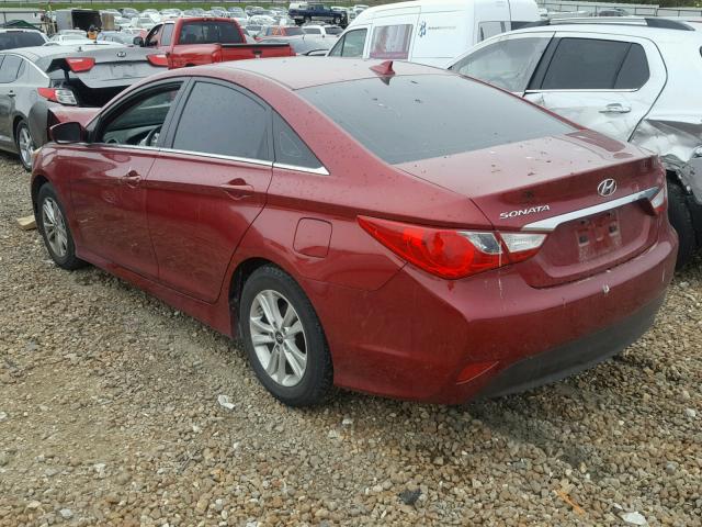 5NPEB4AC0EH909902 - 2014 HYUNDAI SONATA GLS RED photo 3