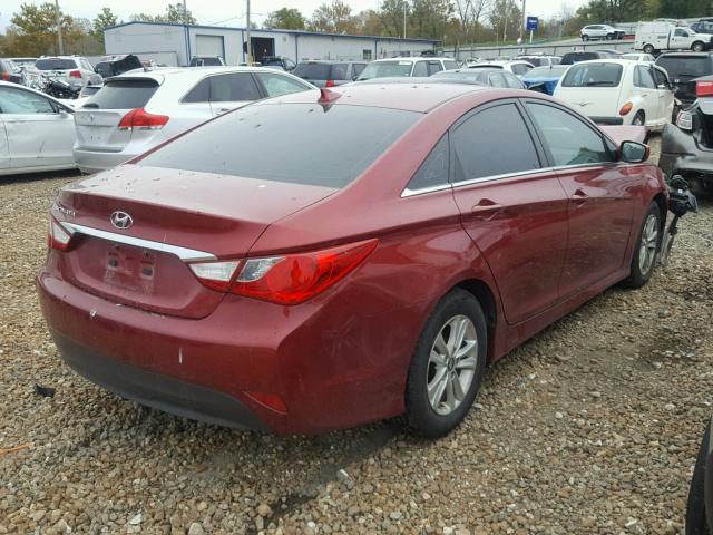 5NPEB4AC0EH909902 - 2014 HYUNDAI SONATA GLS RED photo 4