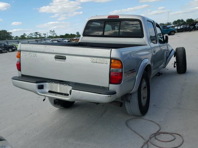 5TEGN92N32Z086839 - 2002 TOYOTA TACOMA DOU SILVER photo 4