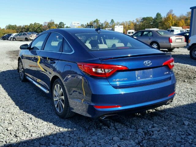 5NPE34AF3FH109510 - 2015 HYUNDAI SONATA SPO BLUE photo 3