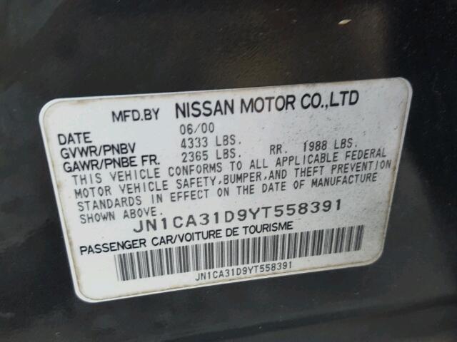 JN1CA31D9YT558391 - 2000 NISSAN MAXIMA GRAY photo 10