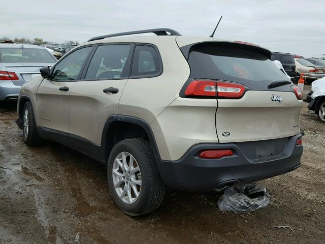 1C4PJLAB4FW632390 - 2015 JEEP CHEROKEE S TAN photo 3