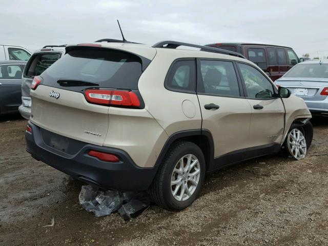 1C4PJLAB4FW632390 - 2015 JEEP CHEROKEE S TAN photo 4