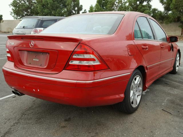 WDBRF52H57A945311 - 2007 MERCEDES-BENZ C 230 RED photo 4