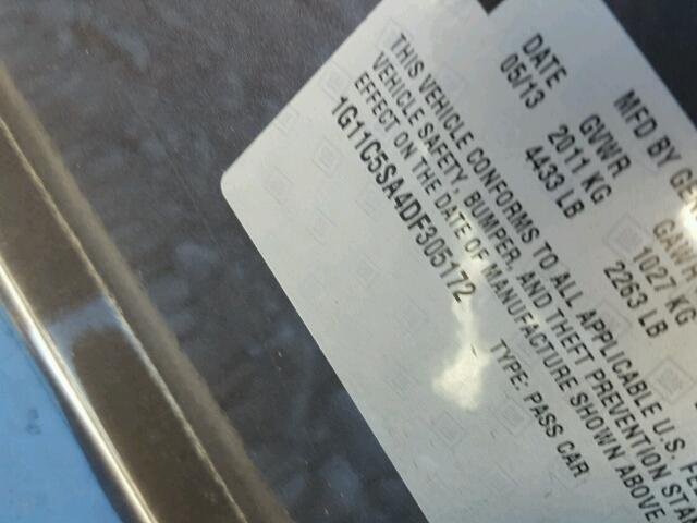 1G11C5SA4DF305172 - 2013 CHEVROLET MALIBU 1LT 灰色 照片 10