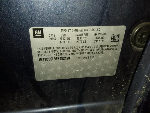 1G11B5SL9FF182198 - 2015 CHEVROLET MALIBU LS 蓝色 照片 10