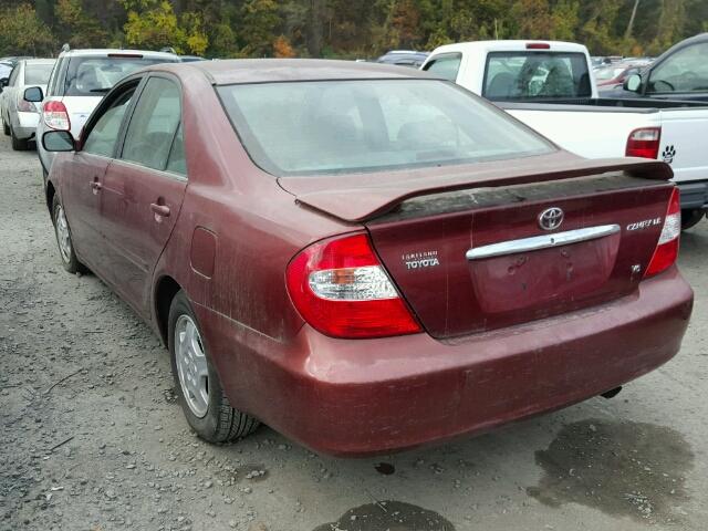 4T1BF32K22U005456 - 2002 TOYOTA CAMRY LE BURGUNDY photo 3