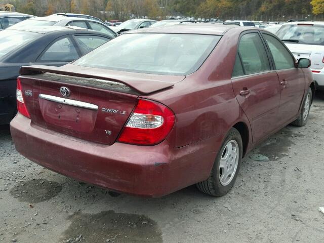 4T1BF32K22U005456 - 2002 TOYOTA CAMRY LE BURGUNDY photo 4