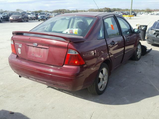 1FAHP34N17W344424 - 2007 FORD FOCUS ZX4 MAROON photo 4