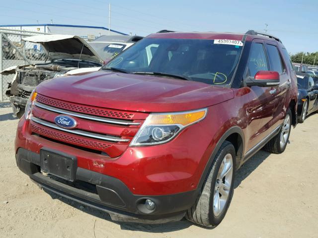 1FM5K8F88FGB31927 - 2015 FORD EXPLORER RED photo 2