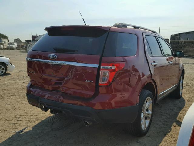 1FM5K8F88FGB31927 - 2015 FORD EXPLORER RED photo 4