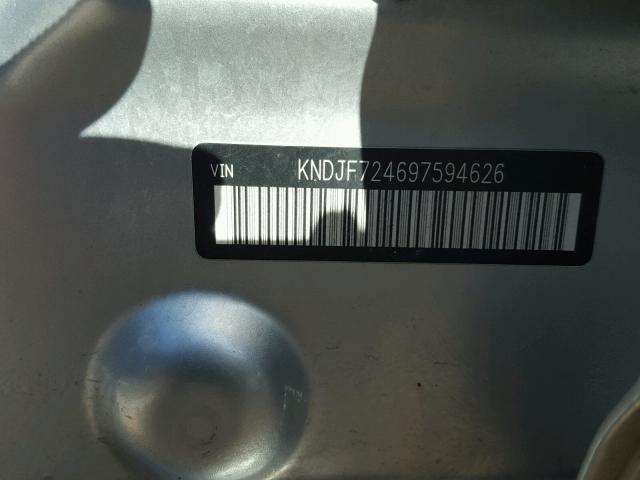 KNDJF724697594626 - 2009 KIA SPORTAGE L SILVER photo 10