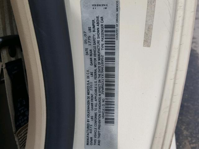 3VWRG31YX7M418952 - 2007 VOLKSWAGEN NEW BEETLE 白色 照片 10