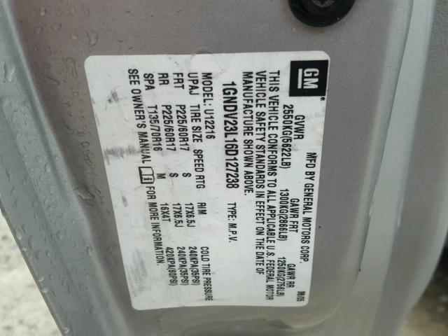 1GNDV23L16D127238 - 2006 CHEVROLET UPLANDER L 银色 照片 10