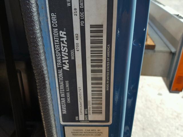 1HTSCAAM71H351727 - 2001 INTERNATIONAL 4000 4700 BLUE photo 10