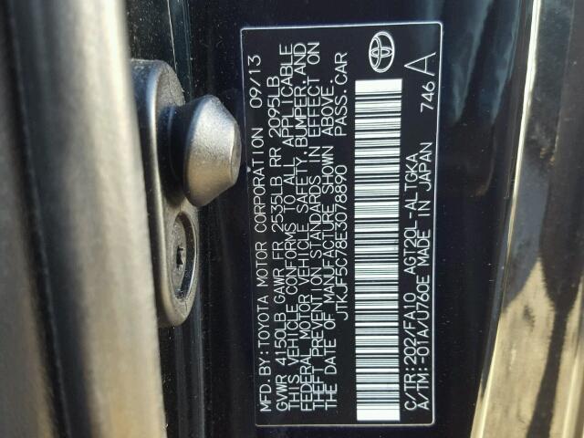 JTKJF5C78E3078890 - 2014 TOYOTA SCION TC 黑色 照片 10