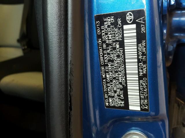 JTDKDTB35D1552941 - 2013 TOYOTA PRIUS C BLUE photo 10