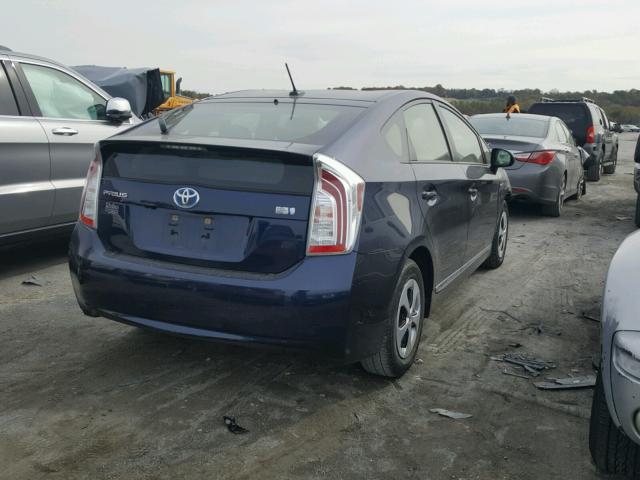 JTDKN3DU1C1525057 - 2012 TOYOTA PRIUS BLUE photo 4