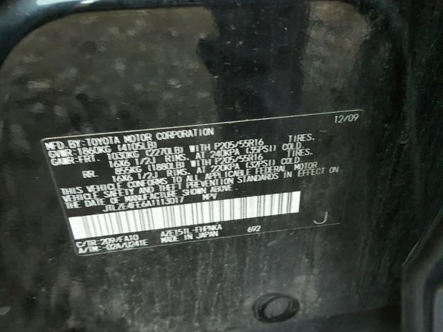 JTLZE4FE6A1113017 - 2010 TOYOTA SCION XB 黑色 照片 10